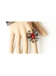 Gothic Vintage Black Lace Red Rose Bracelet Band Ring Wristband