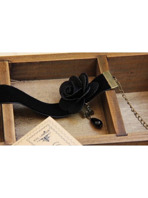 Punk Retro Black Lace Rose Flower Gothic Velvet Anklet