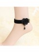 Punk Retro Black Lace Rose Flower Gothic Velvet Anklet