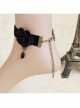 Punk Retro Black Lace Rose Flower Gothic Velvet Anklet