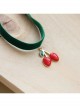 Punk Exaggerated Casual Fashion Female Dark Green Velvet Red Cherry Choker