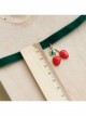 Punk Exaggerated Casual Fashion Female Dark Green Velvet Red Cherry Choker