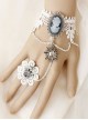 Baroque Fashion Retro Beauty Crown Bride White Lace Bracelet With Ring One Chain