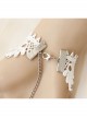 Baroque Fashion Retro Beauty Crown Bride White Lace Bracelet With Ring One Chain
