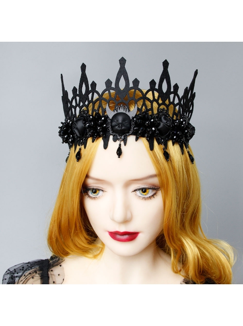Black Gothic Grim Reaper Demon Witch Prom Party Halloween King Crown Hairband