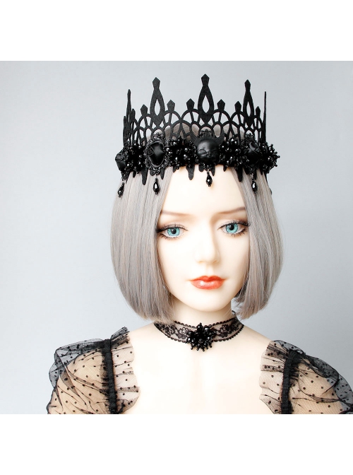 Black Gothic Grim Reaper Demon Witch Prom Party Halloween King Crown Hairband