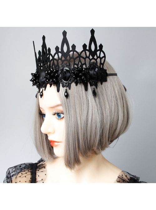 Black Gothic Grim Reaper Demon Witch Prom Party Halloween King Crown Hairband