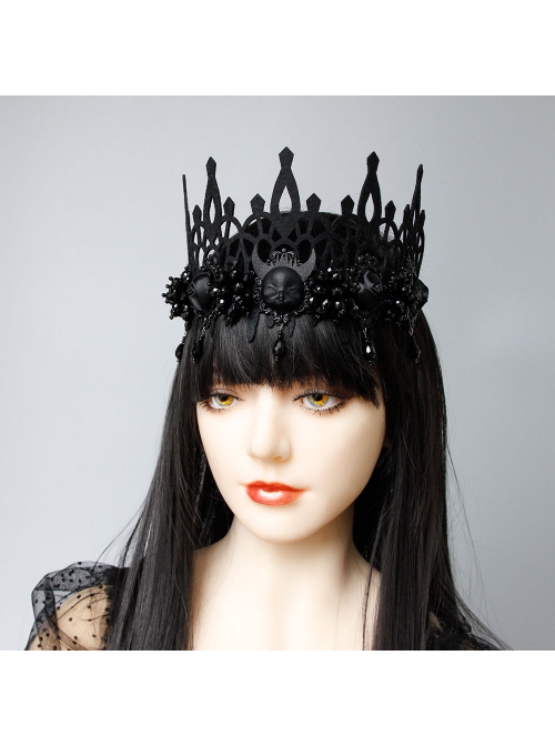 Black Gothic Grim Reaper Demon Witch Prom Party Halloween King Crown Hairband