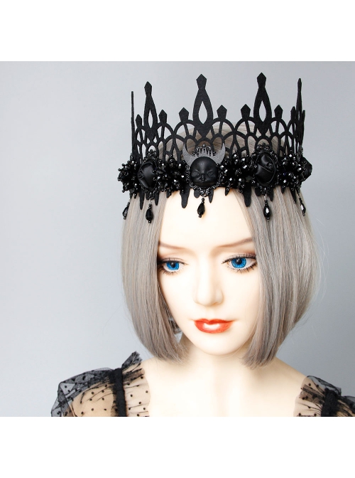 Black Gothic Grim Reaper Demon Witch Prom Party Halloween King Crown Hairband