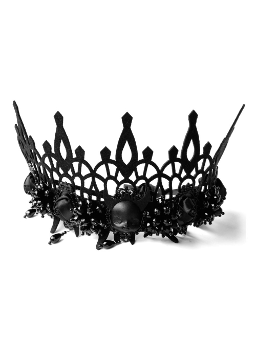 Black Gothic Grim Reaper Demon Witch Prom Party Halloween King Crown Hairband