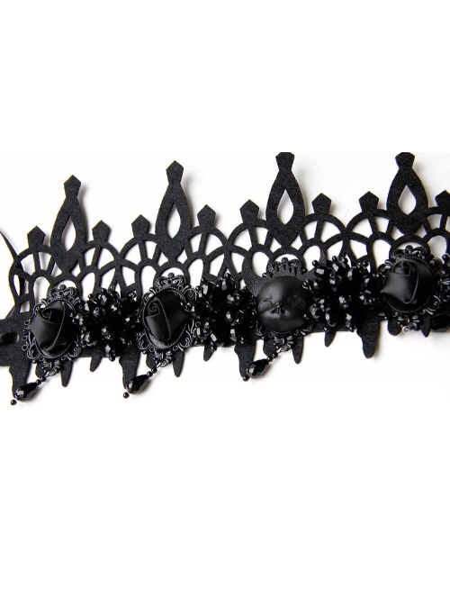Black Gothic Grim Reaper Demon Witch Prom Party Halloween King Crown Hairband