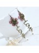 Fashion Casual Lady Pink Flower Rose Cute Long Letter Love Earrings