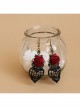 Gothic Retro Fashion Rose Red Rose Black Lace Prom Earrings