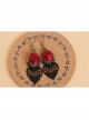 Gothic Retro Fashion Rose Red Rose Black Lace Prom Earrings