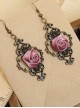 Retro Palace Baroque Female Elegant Pink Rose Long Earrings