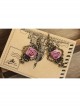 Retro Palace Baroque Female Elegant Pink Rose Long Earrings