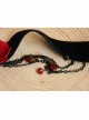 Vampire Gothic Retro Red Rose Crystal Black Velvet Short Necklace