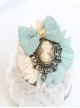 Retro Fashion Beauty Head Pearl Blue Polka Dot Bow Handmade Female Brooch