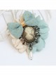Retro Fashion Beauty Head Pearl Blue Polka Dot Bow Handmade Female Brooch
