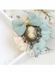 Retro Fashion Beauty Head Pearl Blue Polka Dot Bow Handmade Female Brooch