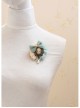 Retro Fashion Beauty Head Pearl Blue Polka Dot Bow Handmade Female Brooch