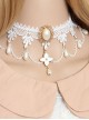 Retro Fashion White Lace Bride Gorgeous Pearl Choker