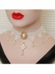 Retro Fashion White Lace Bride Gorgeous Pearl Choker