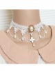 Retro Fashion White Lace Bride Gorgeous Pearl Choker