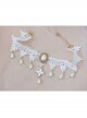 Retro Fashion White Lace Bride Gorgeous Pearl Choker