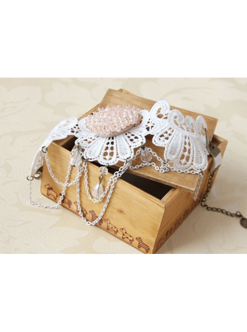 Baroque Retro Fashion White Pearl Crystal Lace Chain Gorgeous Armband