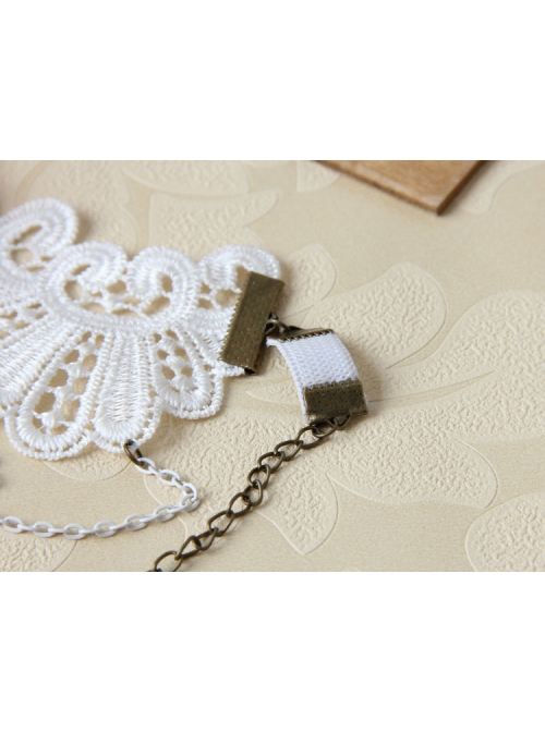 Baroque Retro Fashion White Pearl Crystal Lace Chain Gorgeous Armband