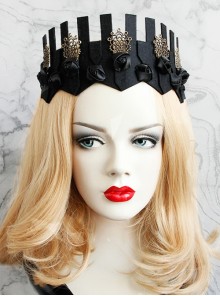 Baroque Vintage Crown Gothic Black Rose Crown Halloween Hairband