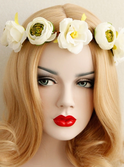 Fashion Casual Christmas White Wreath Rattan Holiday Bride Bridesmaid Hair Band