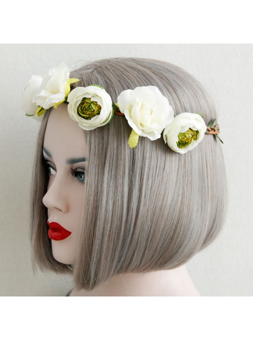 Fashion Casual Christmas White Wreath Rattan Holiday Bride Bridesmaid Hair Band