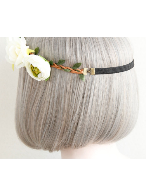 Fashion Casual Christmas White Wreath Rattan Holiday Bride Bridesmaid Hair Band