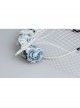 Fashion Retro Celebrity Party Banquet White Veil Blue Flowers Bride Hair Band