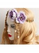 Fashion Bride Bridesmaid Wedding Gown Travel Purple Flowers Rattan Christmas Wreath Headband