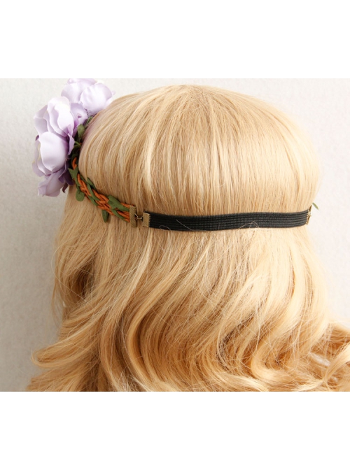 Fashion Bride Bridesmaid Wedding Gown Travel Purple Flowers Rattan Christmas Wreath Headband
