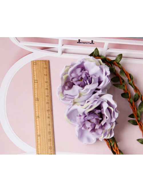 Fashion Bride Bridesmaid Wedding Gown Travel Purple Flowers Rattan Christmas Wreath Headband