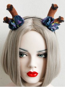 Casual Fashion Exaggerated Little Butterfly Elk Antlers Flowers Christmas Eve Party Headband