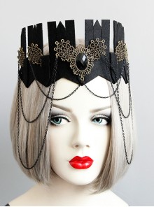 Exaggerated Gothic Retro Black Princess Female Queen Crown Headband