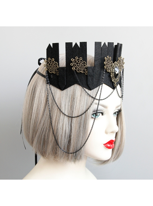 Exaggerated Gothic Retro Black Princess Female Queen Crown Headband