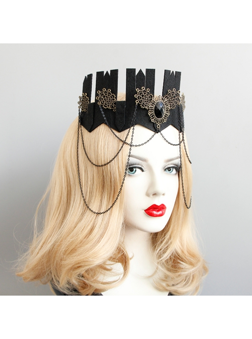 Exaggerated Gothic Retro Black Princess Female Queen Crown Headband