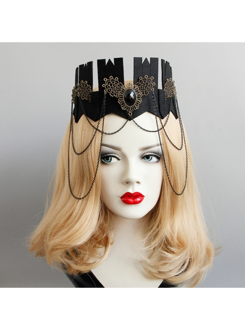 Exaggerated Gothic Retro Black Princess Female Queen Crown Headband