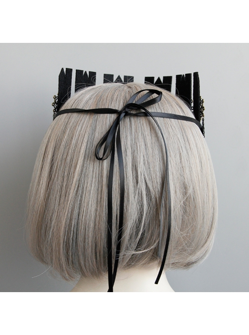 Exaggerated Gothic Retro Black Princess Female Queen Crown Headband