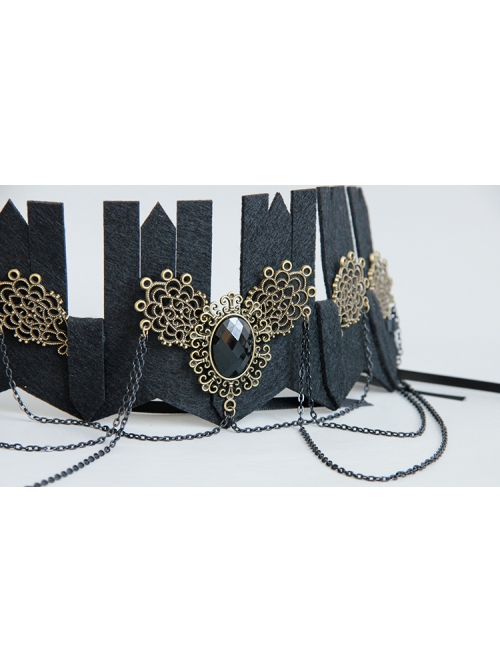Exaggerated Gothic Retro Black Princess Female Queen Crown Headband