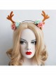 Fashion Leisure Holiday Christmas Flowers Brown Antlers White Pearls Hair Bands