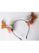 Fashion Leisure Holiday Christmas Flowers Brown Antlers White Pearls Hair Bands