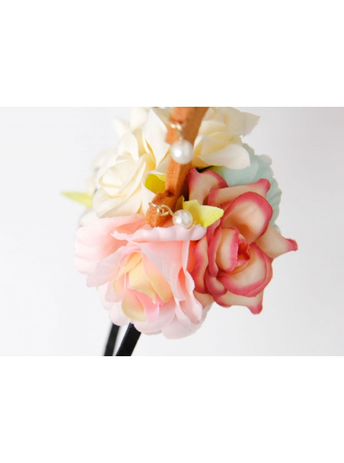 Fashion Leisure Holiday Christmas Flowers Brown Antlers White Pearls Hair Bands