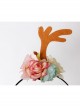 Fashion Leisure Holiday Christmas Flowers Brown Antlers White Pearls Hair Bands